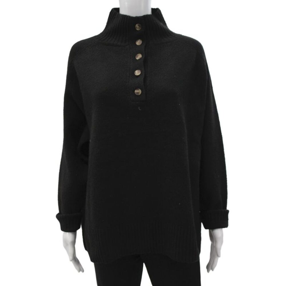 Sweet Lovely Women Henley Sweater Black Long Sleeve Acrylic Size M